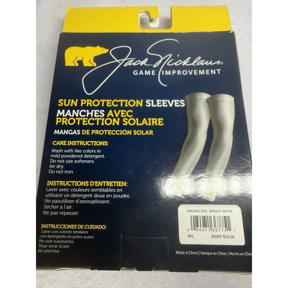 Jack Nicklaus Sun Protection Sleeves UV Arm Cover Golf Outdoor White Size M/L